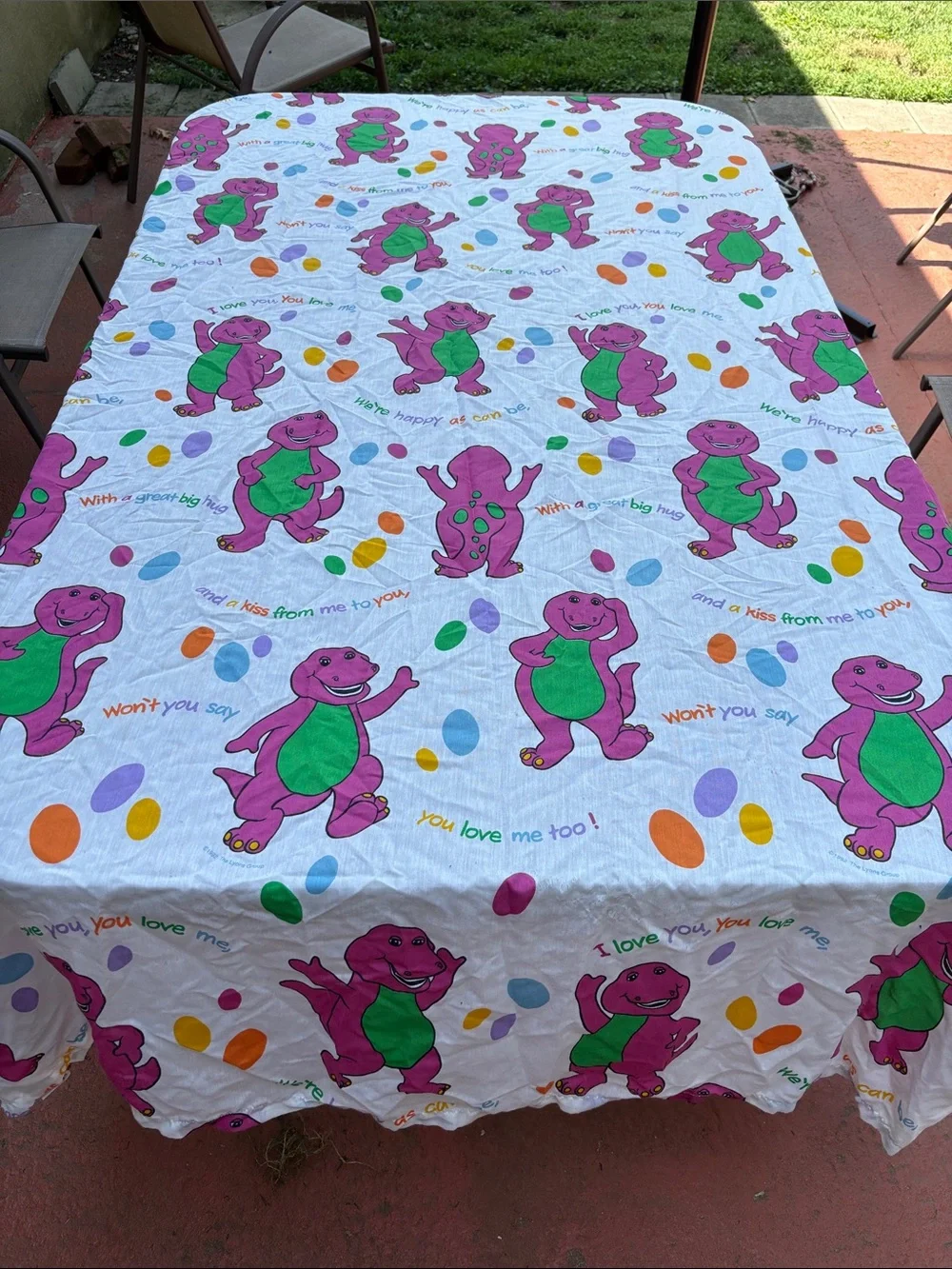90s Barney The Dinosaur Flat Twin Sheet